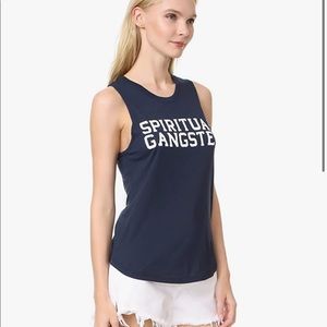 SPIRITUAL GANGSTER Navy Logo Cropped Tank NWOT